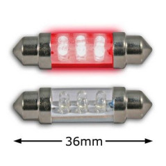 2 Ampoules navette à Leds rouge 36 mm